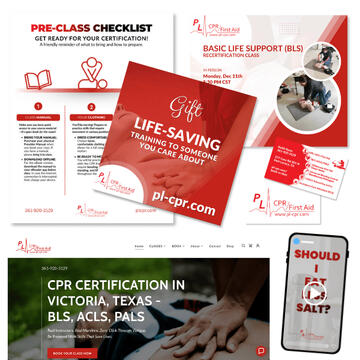 Digital Marketing for Port Lavaca CPR (PL-CPR) Portfolio thumbnail showing website and marketing work for PL-CPR, Port Lavaca CPR training.